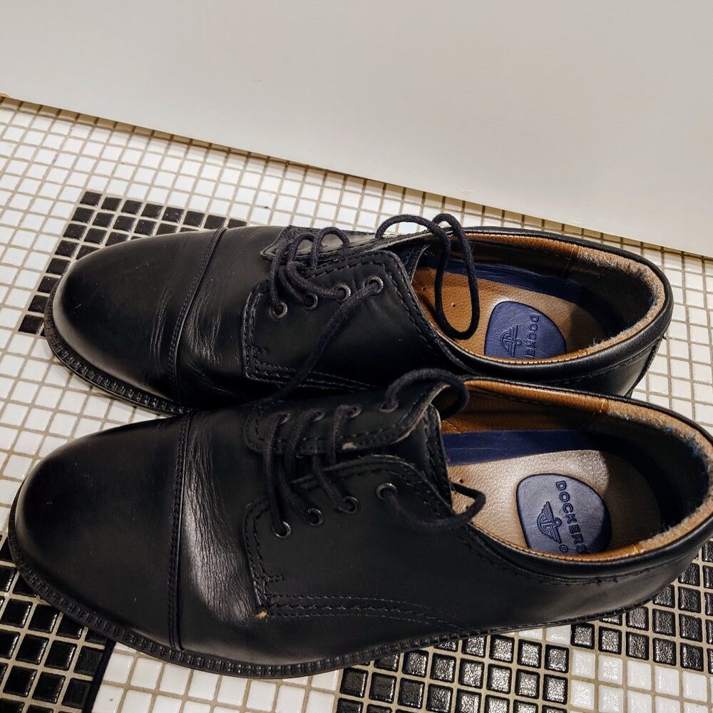 Dockers Gordon Black Leather Cap Toe Oxford Dress Shoes (Mens 9W)(90-2214)